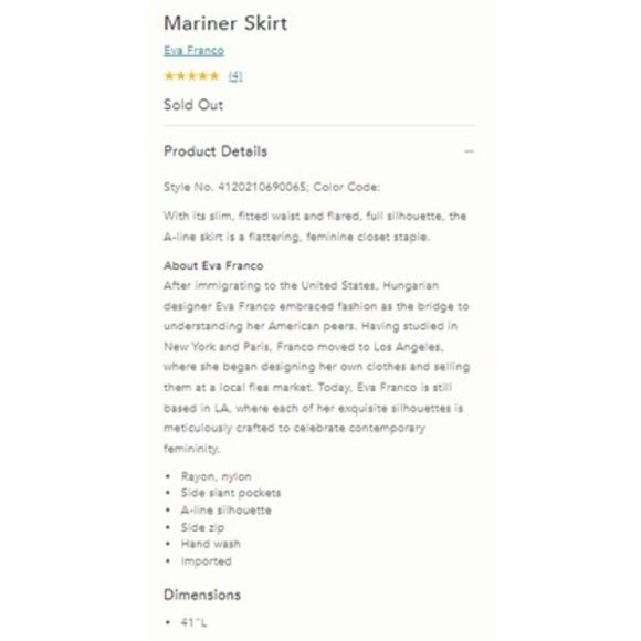 NWT-Eva Franco x Anthropologie Mariner Skirt - 12 - Picture 5 of 5